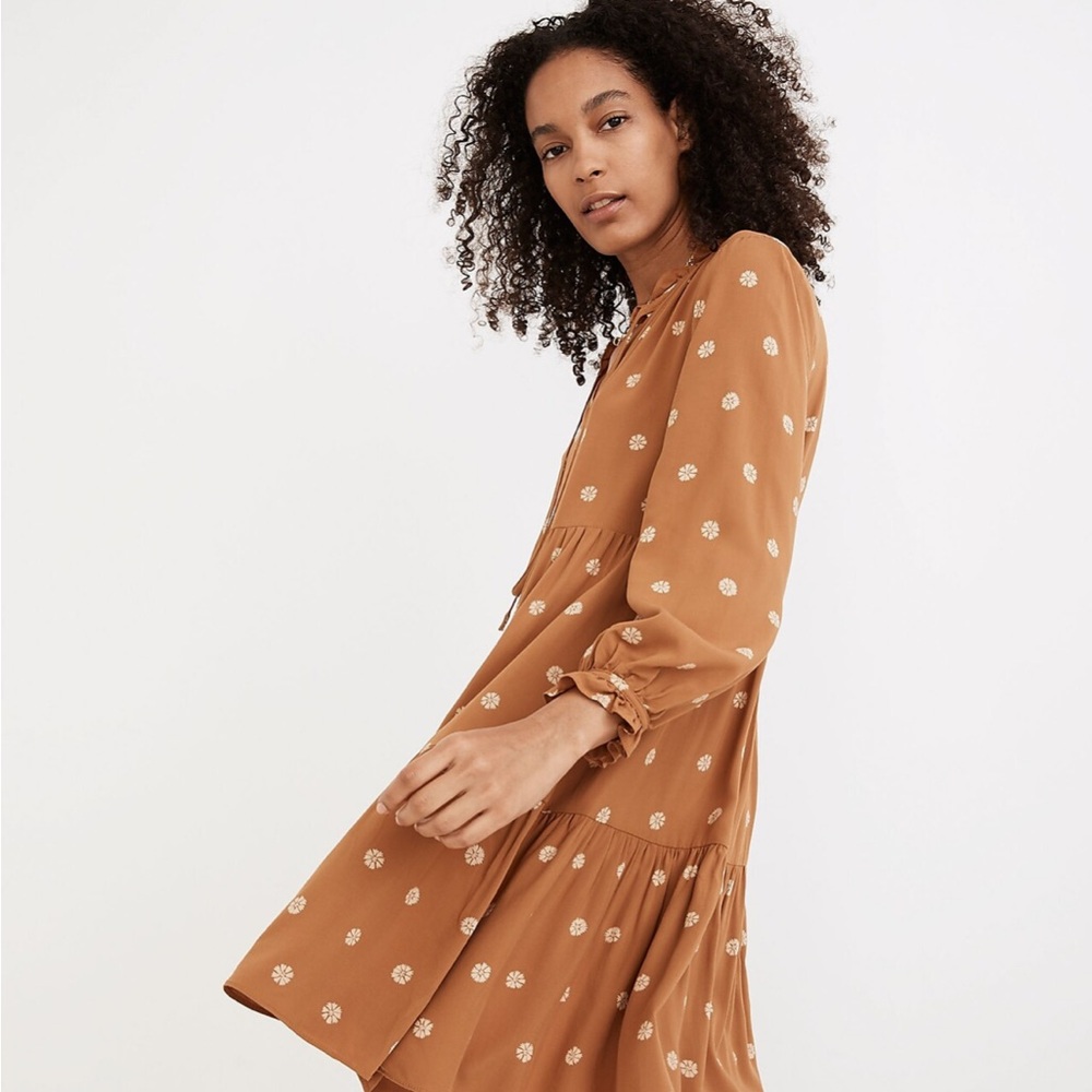 Madewell tie neck tiered dress